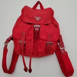 AUTHENTIC PRADA -Vintage Red Nylon
Leather Backpack